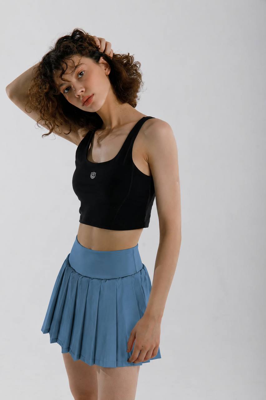 Blue Pleated Skirt