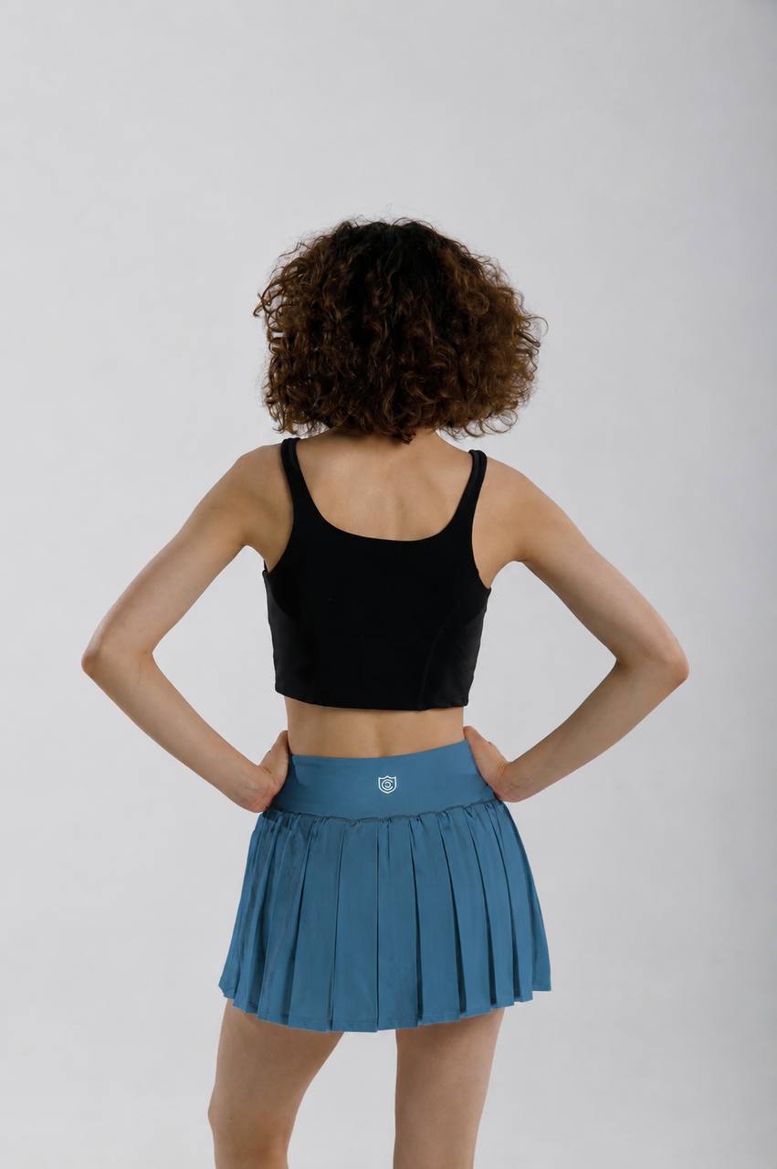 Blue Pleated Skirt