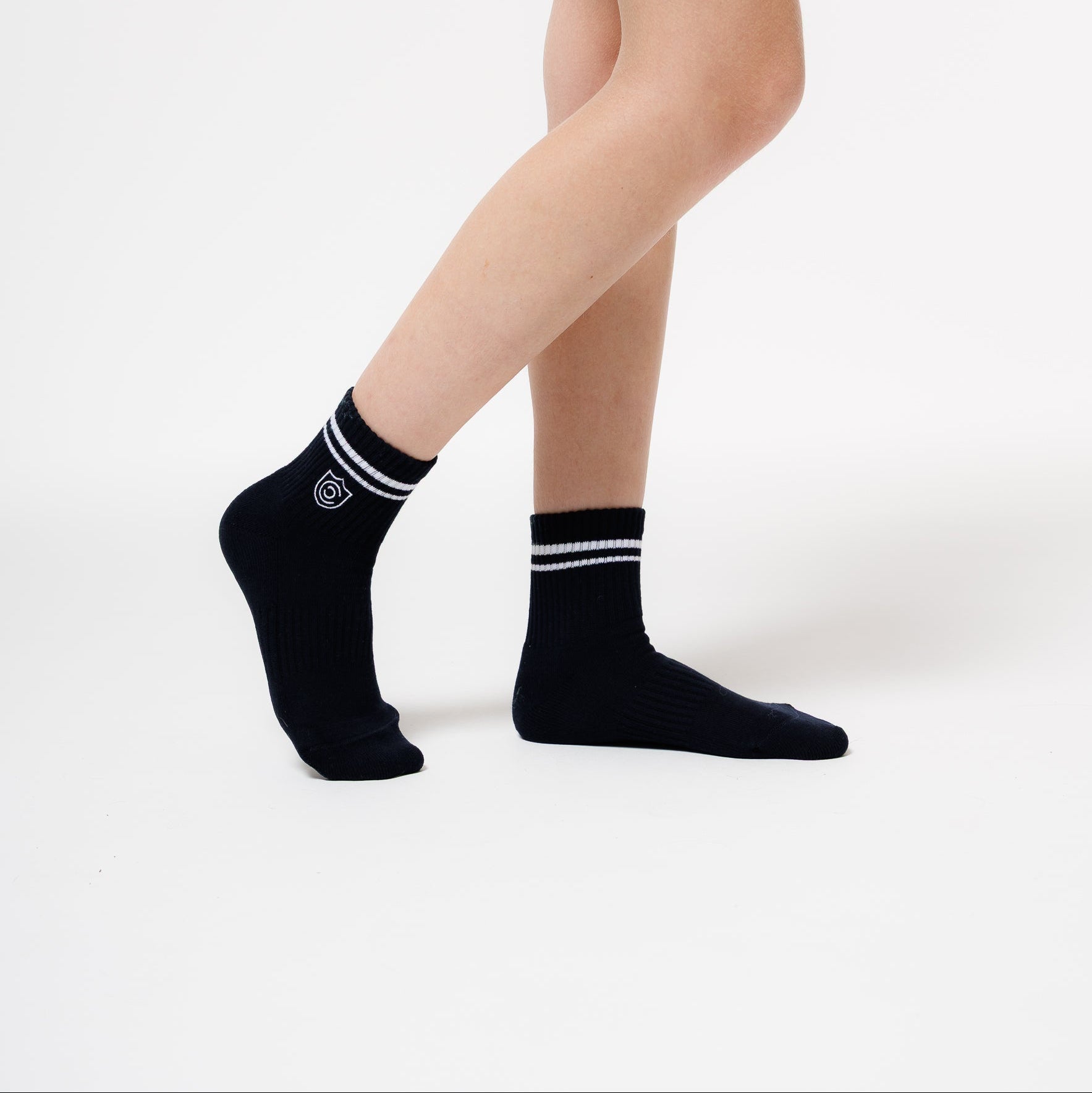Classic Court Crew Socks — Navy / White Stripe