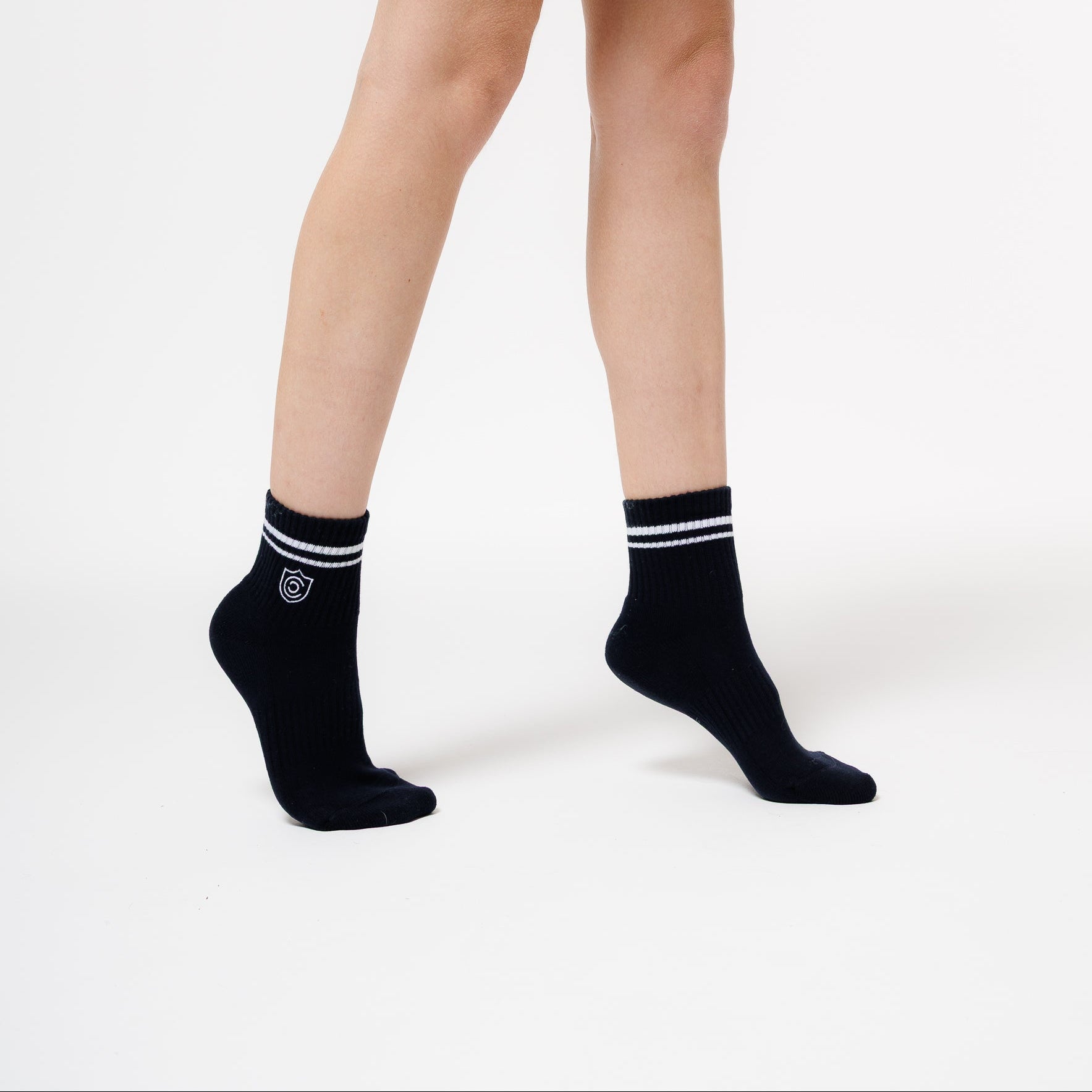 Classic Court Crew Socks — Navy / White Stripe