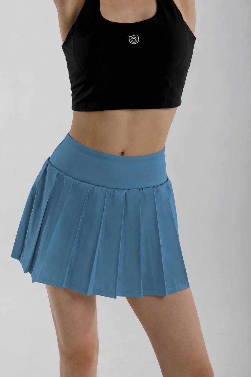 Blue Pleated Skirt