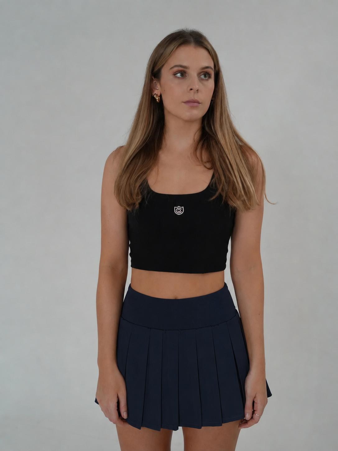 Navy Blue Pleated Skirt